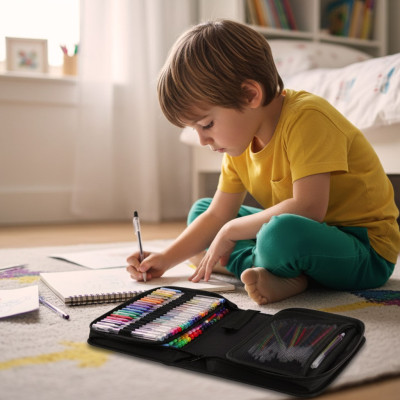 Spalvoti geliniai rašikliai dėkle 100 vnt. + 100 pildomųjų talpyklų