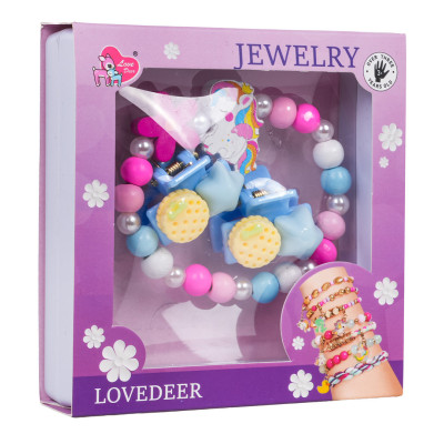 Pink Flower Unicorn Jewelry Set