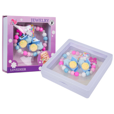 Pink Flower Unicorn Jewelry Set