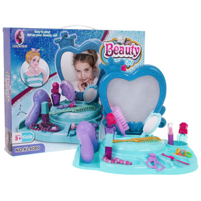 Makiažo stalelis mėlynas + priedai