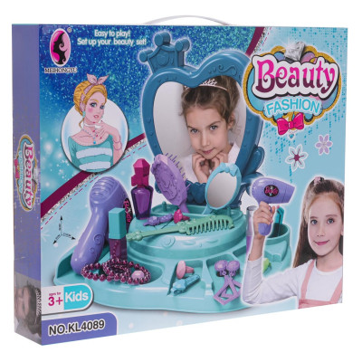 Makiažo stalelis mėlynas + priedai