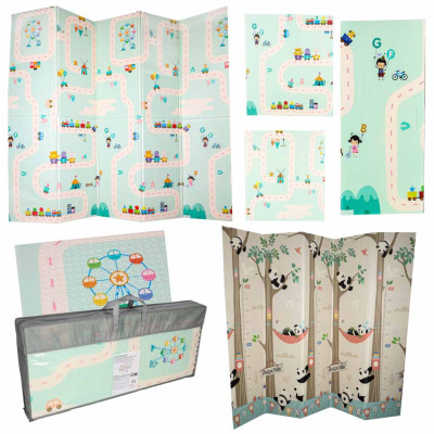 Edukacinis dvipusis putplasčio sulankstomas kilimėlis 180 x 200 cm