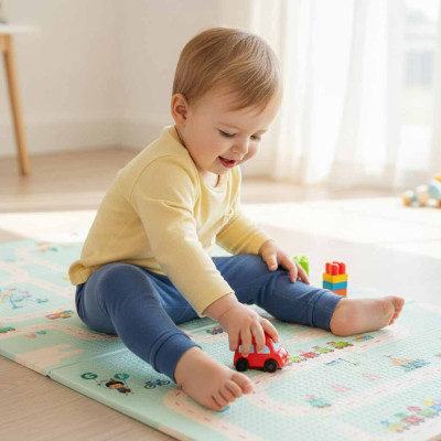 Edukacinis dvipusis putplasčio sulankstomas kilimėlis 180 x 200 cm