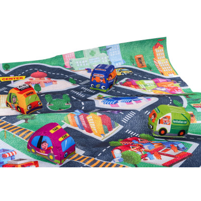 Miesto kilimėlis ir minkšti automobiliai rinkinys