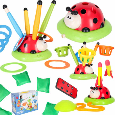 Vaikų įgūdžių žaidimas praleidimo virvės paleidimo įtaisas taikinys mesti boružėlę 4in1