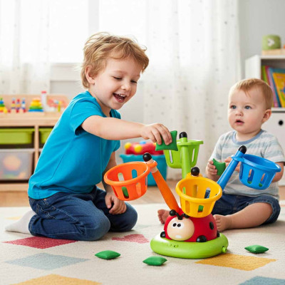 Vaikų įgūdžių žaidimas praleidimo virvės paleidimo įtaisas taikinys mesti boružėlę 4in1