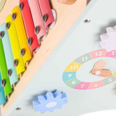 Kūdikių vežimėlis medinė vaikštynė su abaku mėlyna