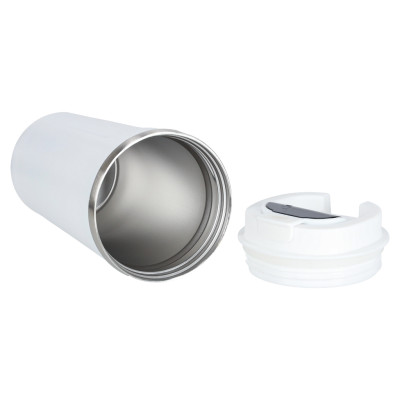 LED kelioninis termosinis puodelis 500ml, baltas