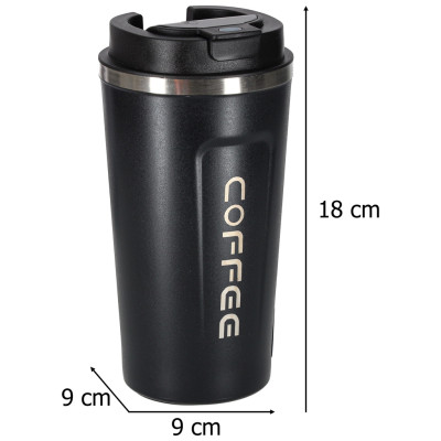 Išmanus termosinis kelioninis puodelis su LED ekranu, juodas, 500 ml