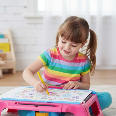 Projektoriaus piešimo stalo kortelė rožinės spalvos