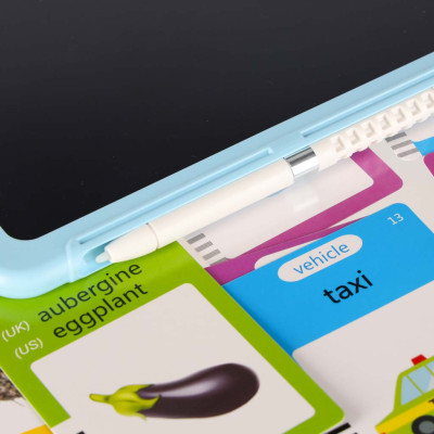 Anglų kalbos žodyno mokymosi kortelių skaitymo kortelė flipchart blue