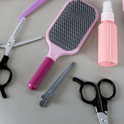 Kirpyklų rinkinys vaikams plaukų džiovintuvas plaukų tiesintuvas šviesos garsas 15 vnt.