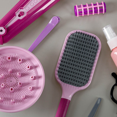 Kirpyklų rinkinys vaikams plaukų džiovintuvas plaukų tiesintuvas šviesos garsas 15 vnt.