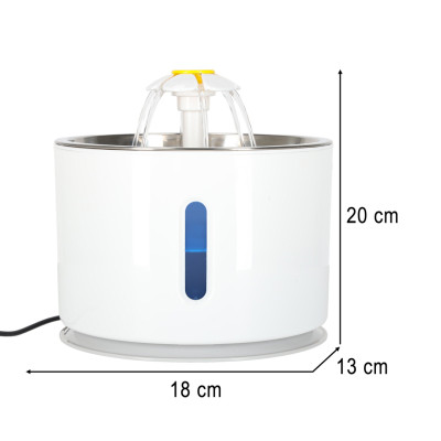 Gertuvė šuniui ir katei automatinė USB LED gertuvė 2,4 l valymo filtras