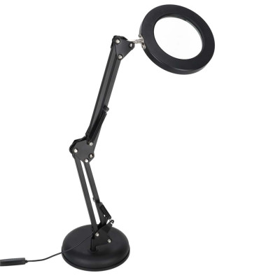 LED stalinis šviestuvas su didinamuoju stiklu 2 tvirtinimo būdai