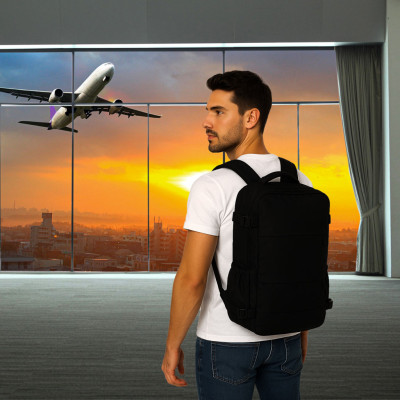 Bagažo kelioninė kuprinė juoda 45x30 cm