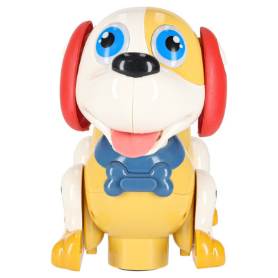 Interaktyvus šuo su kaulu robotas reaguoja į prisilietimą