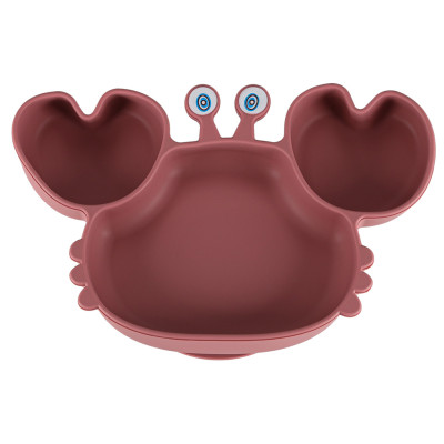 Silikoniniai kūdikių indai kūdikis krabas 9 dalių rinkinys tamsiai rožinės spalvos