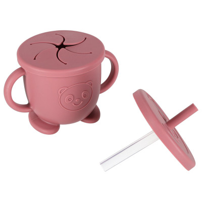 Silikoniniai kūdikių indai kūdikis krabas 9 dalių rinkinys tamsiai rožinės spalvos