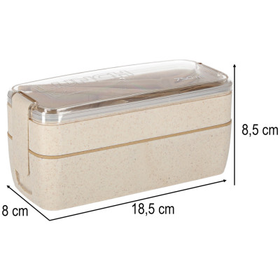 Pusryčių dėžutė pusryčių dėžutė su skyreliais, padalinta į skyrius 750ml, smėlio spalvos