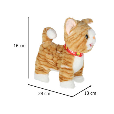 Interaktyvi katė ant pavadėlio miauksi vaikšto vizgina uodegą vizgina smėlio spalvos