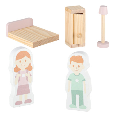 LULILO Peonio medinis lėlių namelis 70 cm LED rožinis