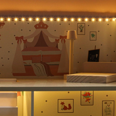 LULILO medinis lėlių namelis 70 cm LED rožinis - 14