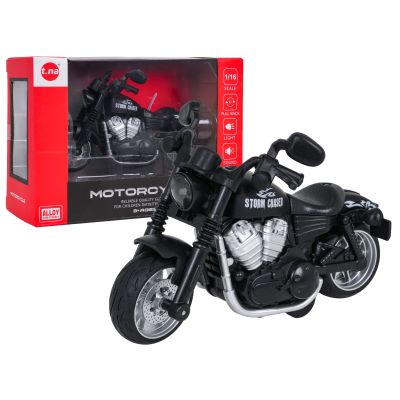 Metalinis motociklas juodas su šviesomis ir garso funkcija