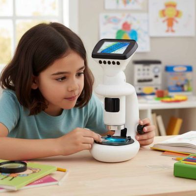 Skaitmeninis elektroninis mikroskopas wifi USB ekranas LCD 200x 1000x priedai