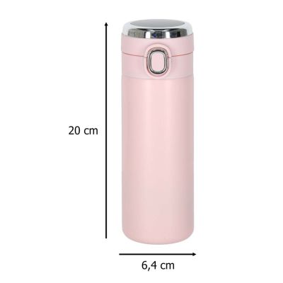 LED termoso puodelis su kandikliu 350 ml rožinės spalvos