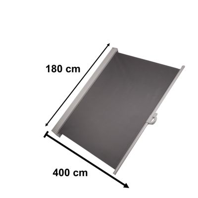 Šoninės terasos markizės LUARO ištraukiamas ekranas 180 x 400 cm pilkos spalvos