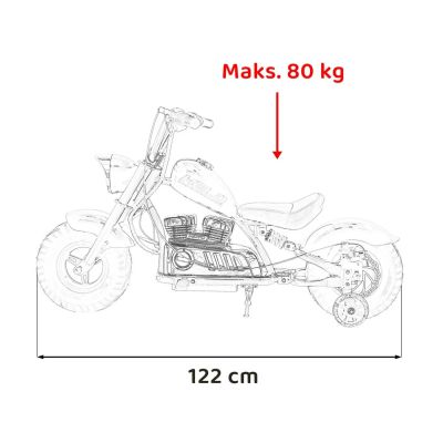Vaikiškas Elektrinis Motociklas Chopper Warrior, Pilkas