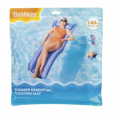 Pripučiamas plaukimo čiužinys Purple BESTWAY 183x69cm + pagalvė