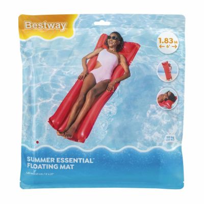 Pripučiamas plaukimo čiužinys Red BESTWAY 183x69cm + pagalvė