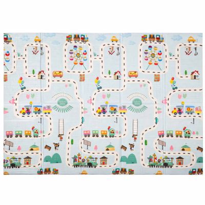 Švietimo putplasčio kilimėlis dvipusis sulankstomas 150x200cm balionai gatvė