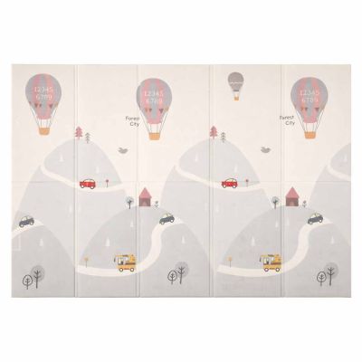 Švietimo putplasčio kilimėlis dvipusis sulankstomas 150x200cm balionai gatvė