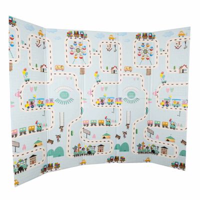 Švietimo putplasčio kilimėlis dvipusis sulankstomas 150x200cm balionai gatvė