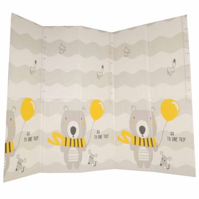 Edukacinis dvipusis sulankstomas putplasčio kilimėlis 150x200 cm meškiukas medis