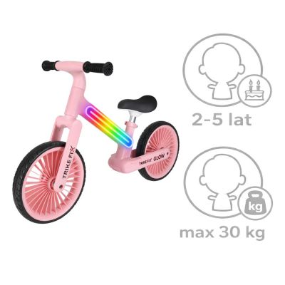 Trike Fix Glow LED balansinis dviratis rožinės spalvos