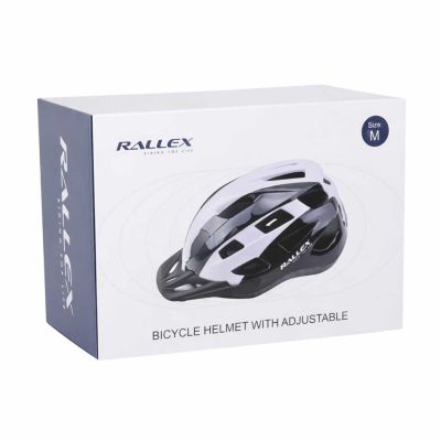 RALLEX moteriškas dviratininko šalmas vyriškas reguliuojamas juodai baltas M 54-58cm