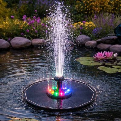 LUARO saulės tvenkinio fontanas sodo plūduriuojantis siurblys LED RGB 16cm