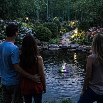 LUARO saulės tvenkinio fontanas sodo plūduriuojantis siurblys LED RGB 16cm