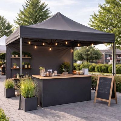 LUARO sodo paviljonas vakarėlių palapinė komercinė pavėsinė 3x3m juoda