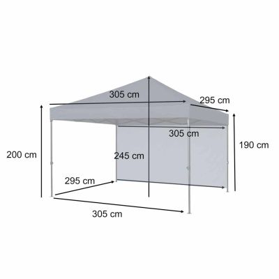 LUARO sodo paviljonas vakarėlių palapinė komercinė pavėsinė 3x3m juoda