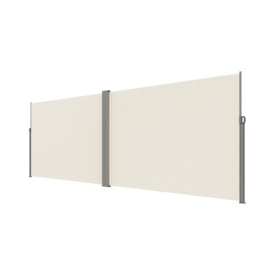 LUARO kampinė šoninė terasos markizė su ištraukiamu ekranu 180 x 620 cm, smėlio spalvos