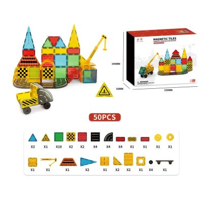 3D statybinės magnetinės kaladėlės 50 elementų