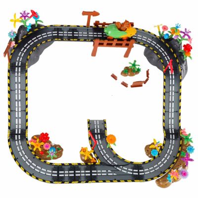 Magnetinė automobilių lenktynių trasa ir šviečianti transporto priemonė 153 elementai