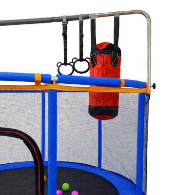 Vaikų batutas su krepšinio lanku ir priedais 155cm mėlynas