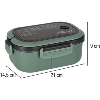 Pietų dėžutė su skyreliais 1200ml žalia