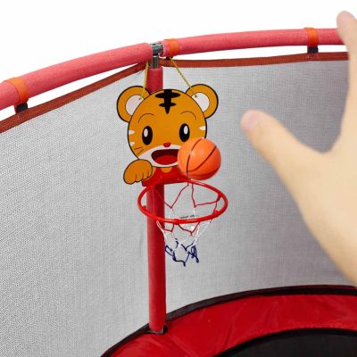 Vaikų batutas sodo kamuolio tinklas krepšinio kamuolys 155cm raudonas